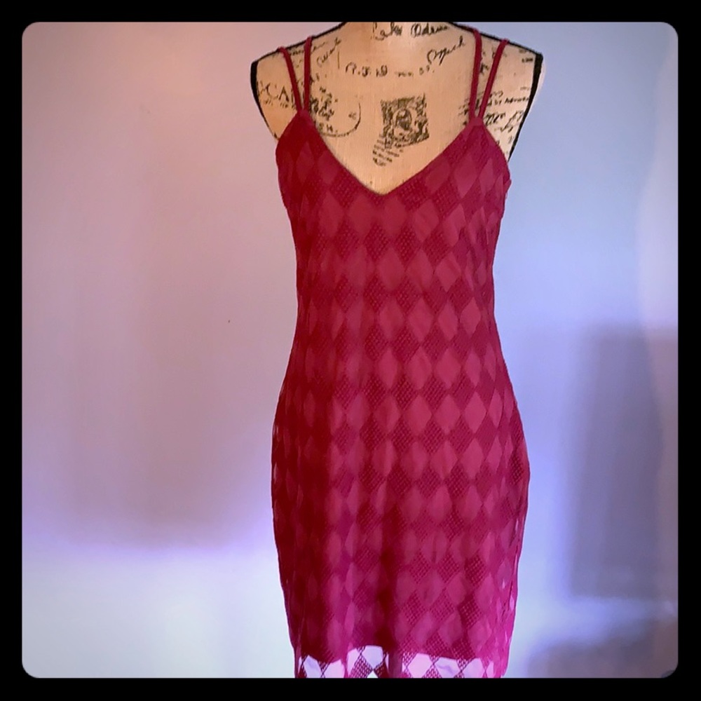 Maroon midi dress with open back